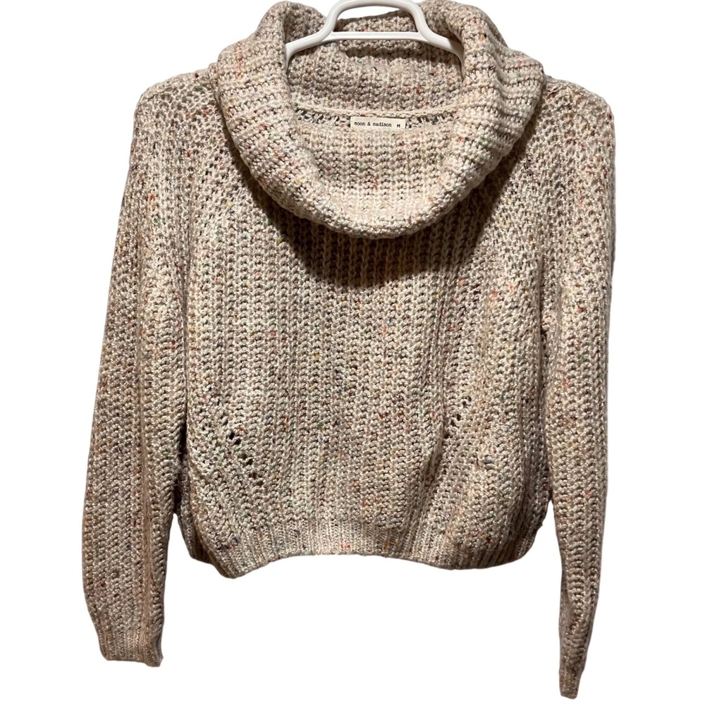 Moon‎ and Madison Women's M Speckled Knit Cowl Neck Sweater